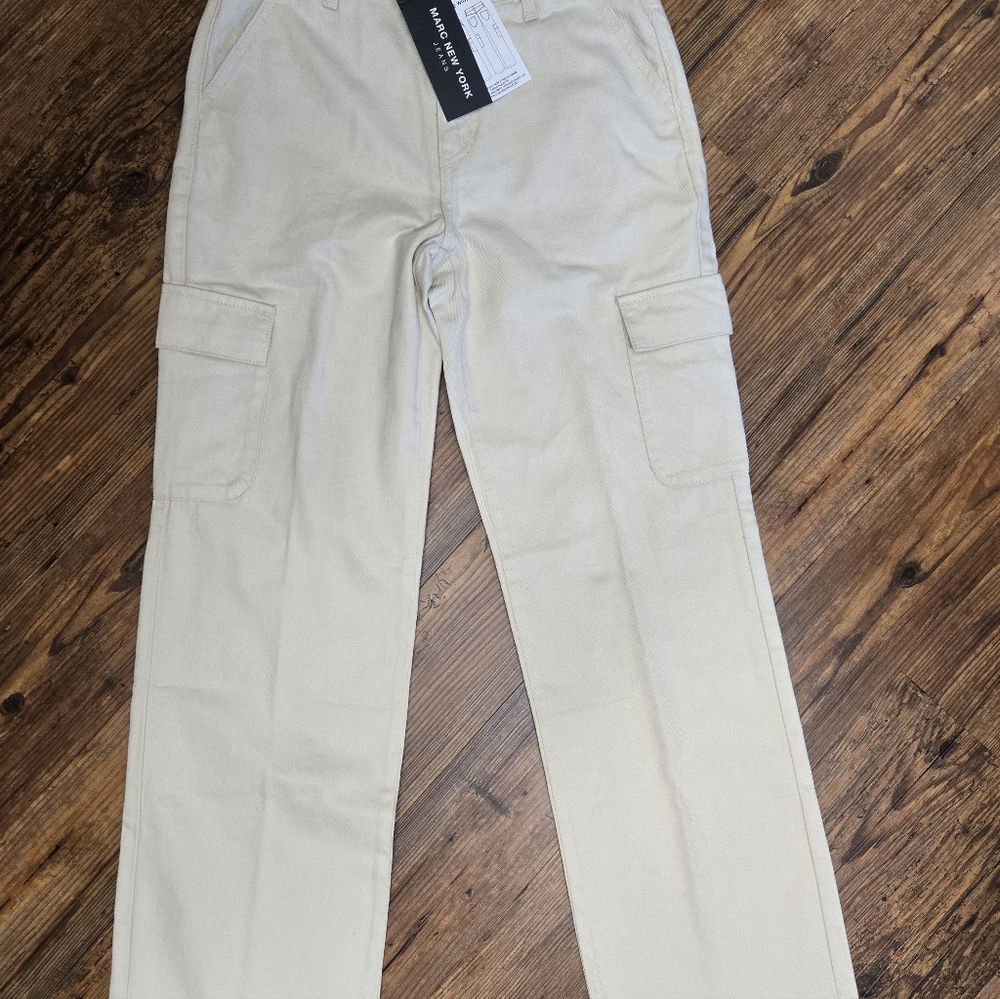 Marc New York Jeans Cargo pants 2/tall ecru nwt msrp$89 High rise wide leg